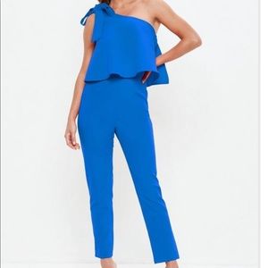 missguided one shoulder bow jumpsuit size 8